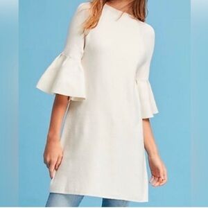 Moth Anthropologie Chester Ivory Bell Sleeve Sweater Dress Tunic Size Small